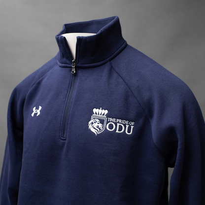 Men's Rival Fleece Quarter Zip Pullover in Midnight Navy chest embroidery detail